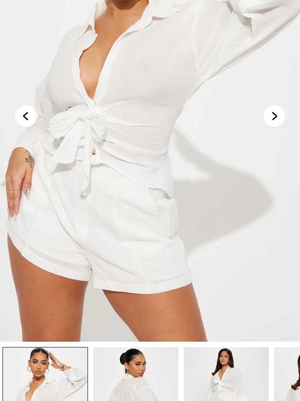 Fashion Nova White High-Waist Linen Shorts